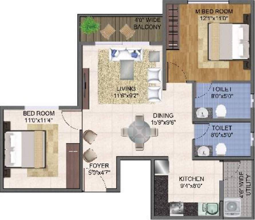 Master Classic Residency (2BHK+2T (1,083 sq ft) 1083 sq ft)