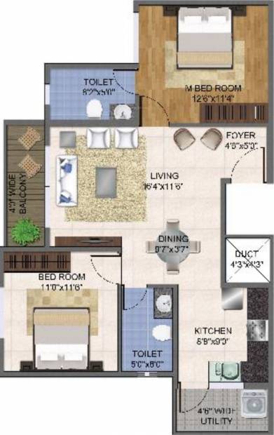 Master Classic Residency (2BHK+2T (1,097 sq ft) 1097 sq ft)