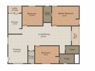 Pratyusha Aksharas Meadows (3BHK+3T (1,835 sq ft) + Pooja Room 1835 sq ft)