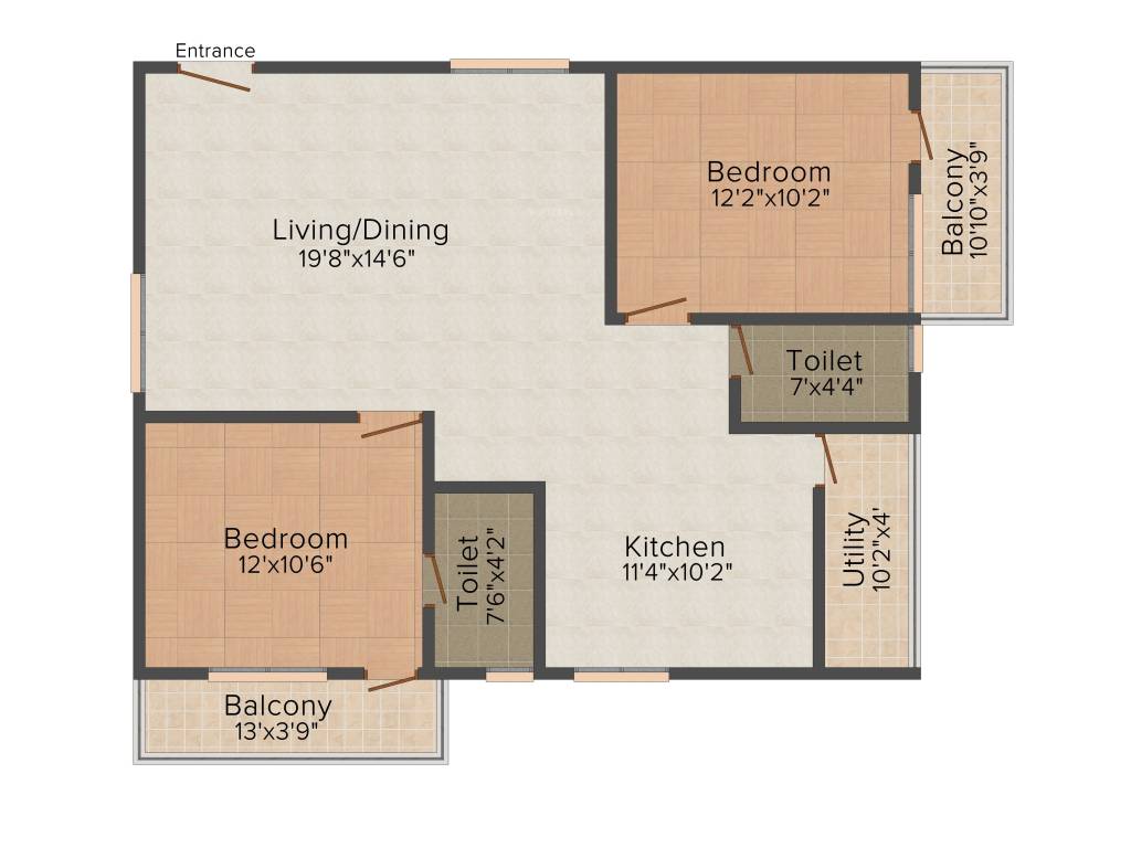 Pyramid Carnations (2BHK+2T (1,199 sq ft) 1199 sq ft)