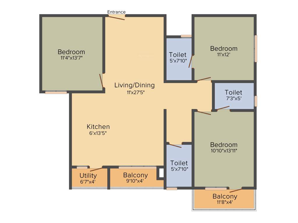 CMRS Mulberry Mist (3BHK+3T (1,600 sq ft) 1600 sq ft)