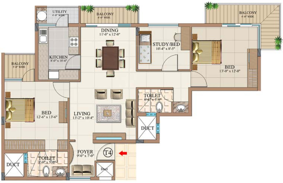 Aswan The Marquis (2BHK+2T (1,565 sq ft)   Study Room 1565 sq ft)
