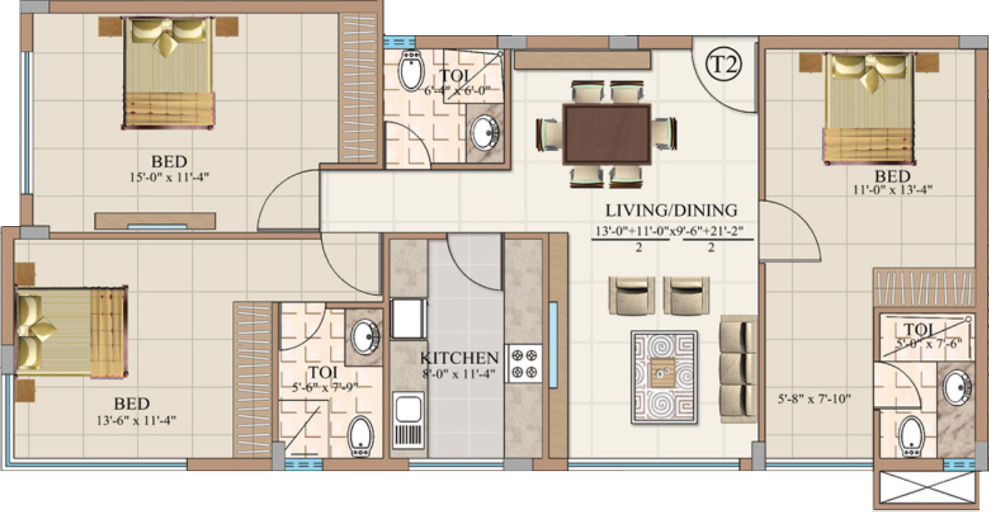 Aswan The Marquis (3BHK+3T (1,450 sq ft) 1450 sq ft)