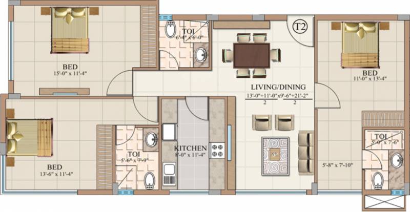 Aswan The Marquis (3BHK+3T (1,450 sq ft) 1450 sq ft)
