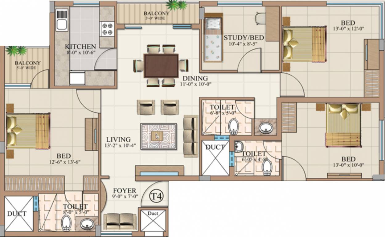 Aswan The Marquis (3BHK+3T (1,545 sq ft)   Study Room 1545 sq ft)