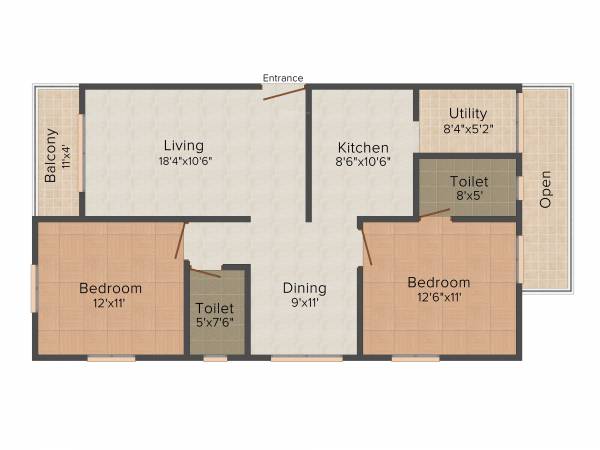 Corn Wall RC Brindavan (2BHK+2T (1,128 sq ft) 1128 sq ft)