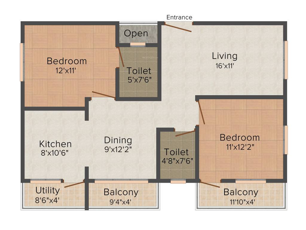 Corn Wall RC Brindavan (2BHK+2T (1,170 sq ft) 1170 sq ft)