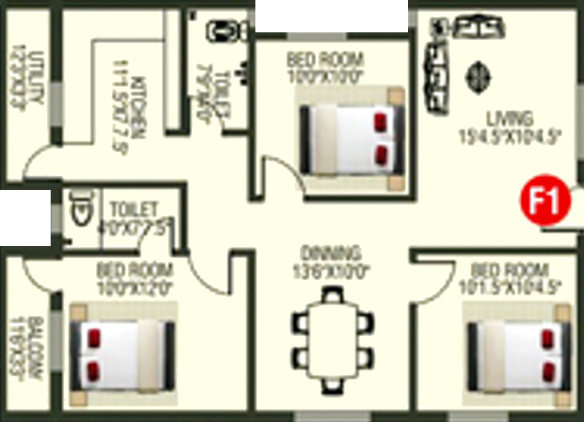 SRM Raksha (3BHK+2T (1,157 sq ft) 1157 sq ft) SRM Raksha (3BHK+2T (1,157 sq ft) 1157 sq ft)