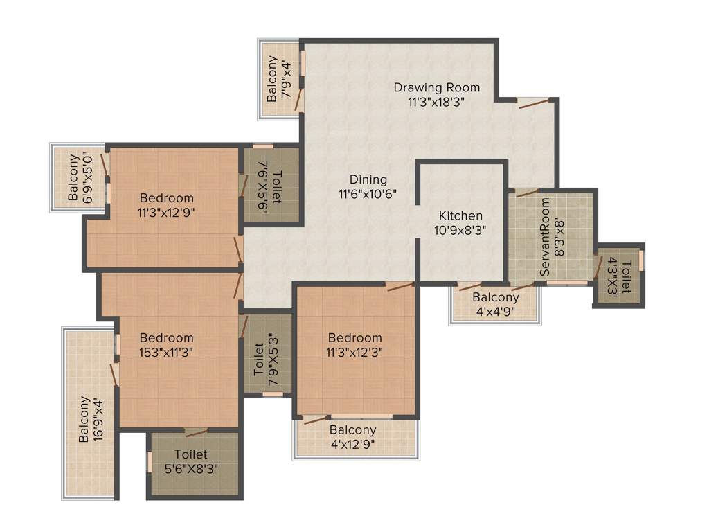 Dwarkadhish Aravali Heights (3BHK+4T (1,916 sq ft) + Servant Room 1916 sq ft)