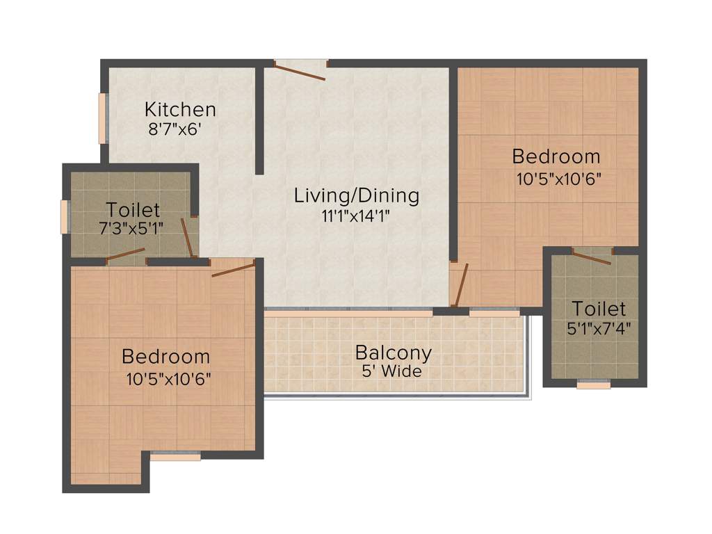 Le Solitairian Solitairian City (2BHK+2T (1,000 sq ft) 1000 sq ft)