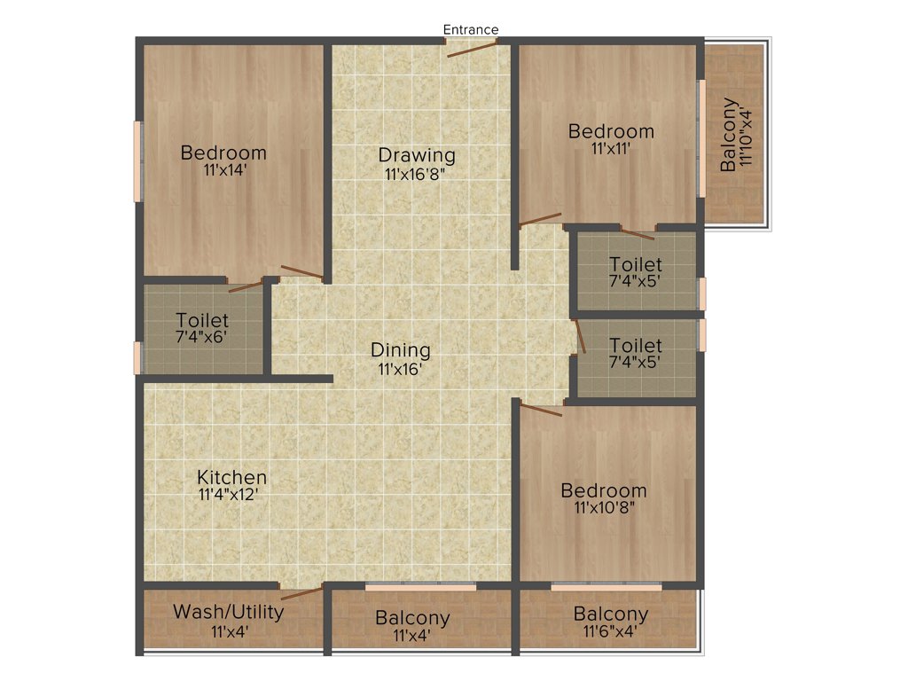 Purvi Mithila (3BHK+3T (1,730 sq ft) 1730 sq ft)