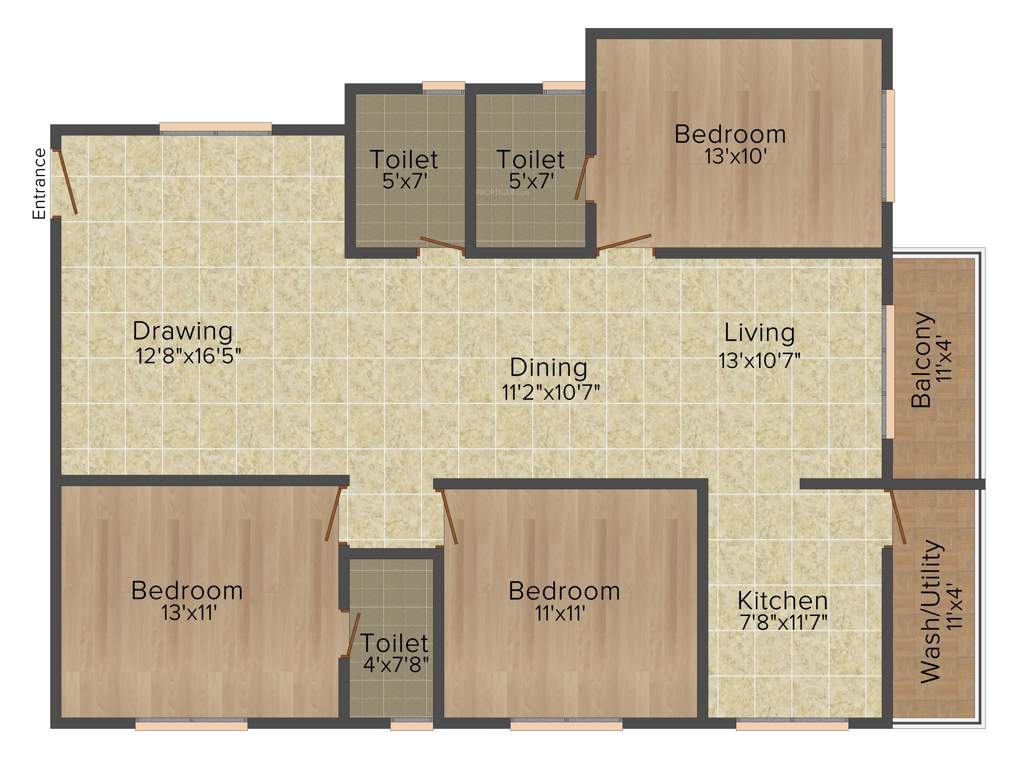 Purvi Mithila (3BHK+3T (1,600 sq ft) 1600 sq ft)