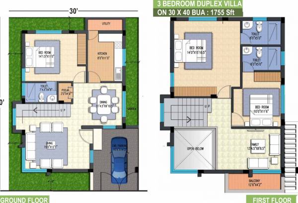 JR Garden Retreat Villas (3BHK+3T (1,755 sq ft) 1755 sq ft)