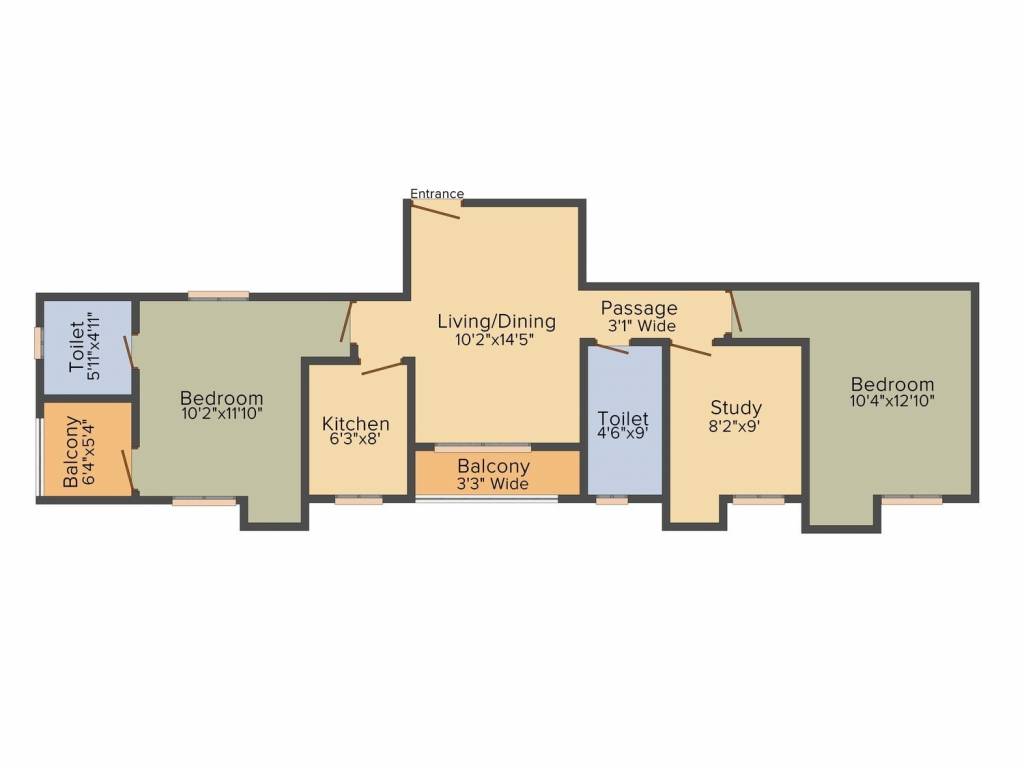BCT Sonar Sansar (2BHK+2T (1,164 sq ft) Study Room 1164 sq ft)