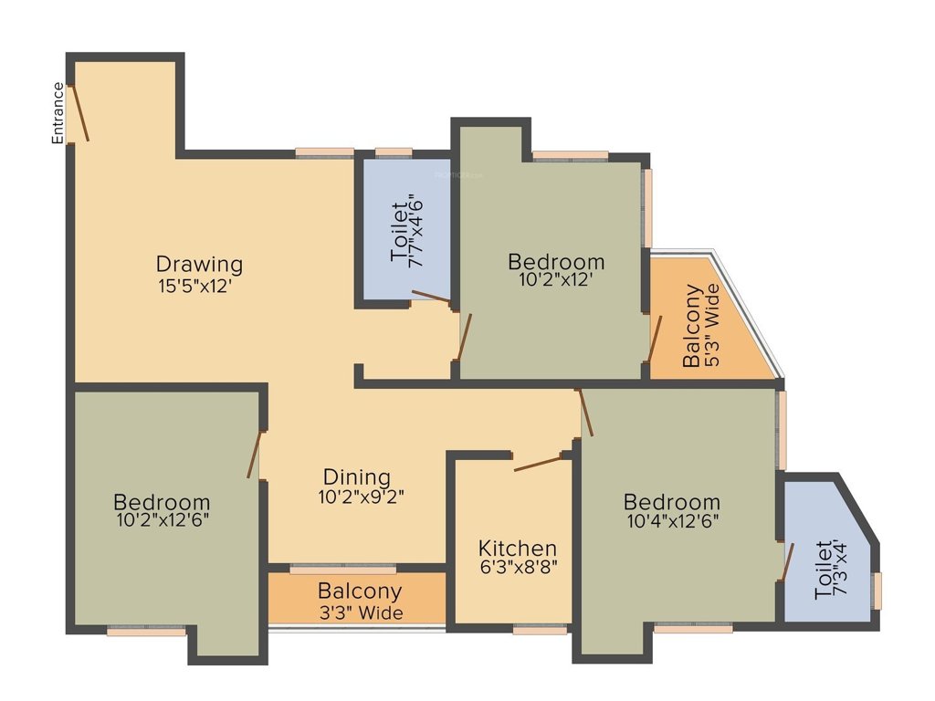 BCT Sonar Sansar (3BHK+2T (1,418 sq ft) 1418 sq ft)