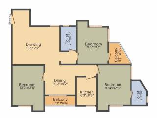 BCT Sonar Sansar (3BHK+2T (1,418 sq ft) 1418 sq ft) BCT Sonar Sansar (3BHK+2T (1,418 sq ft) 1418 sq ft)