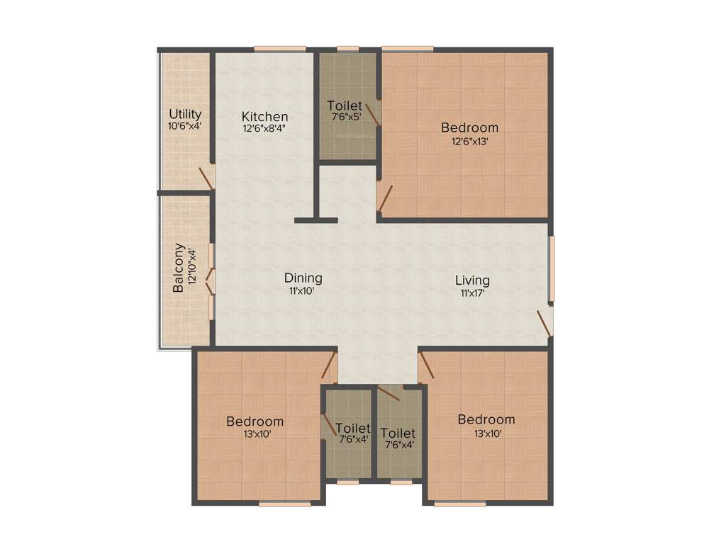 Soorya Pyda Palms (3BHK+3T (1,492 sq ft) 1492 sq ft)