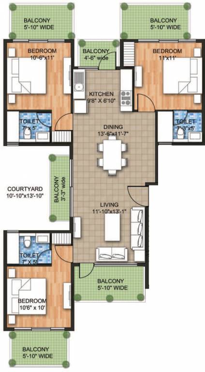 Raheja Aranya Independent Floors (3BHK+3T (1,717 sq ft) 1717 sq ft) Raheja Aranya Independent Floors (3BHK+3T (1,717 sq ft) 1717 sq ft)