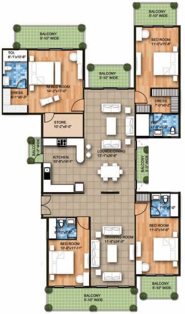 Raheja Aranya Independent Floors (4BHK+4T (3,129 sq ft) 3129 sq ft)