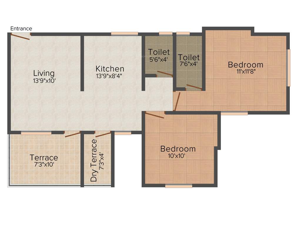 Pioneer Golden Bells (2BHK+2T (873 sq ft) 873 sq ft)