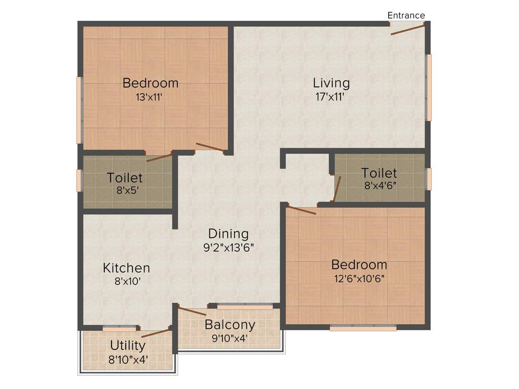 LBI Bliss (2BHK+2T (1,138 sq ft) 1138 sq ft)