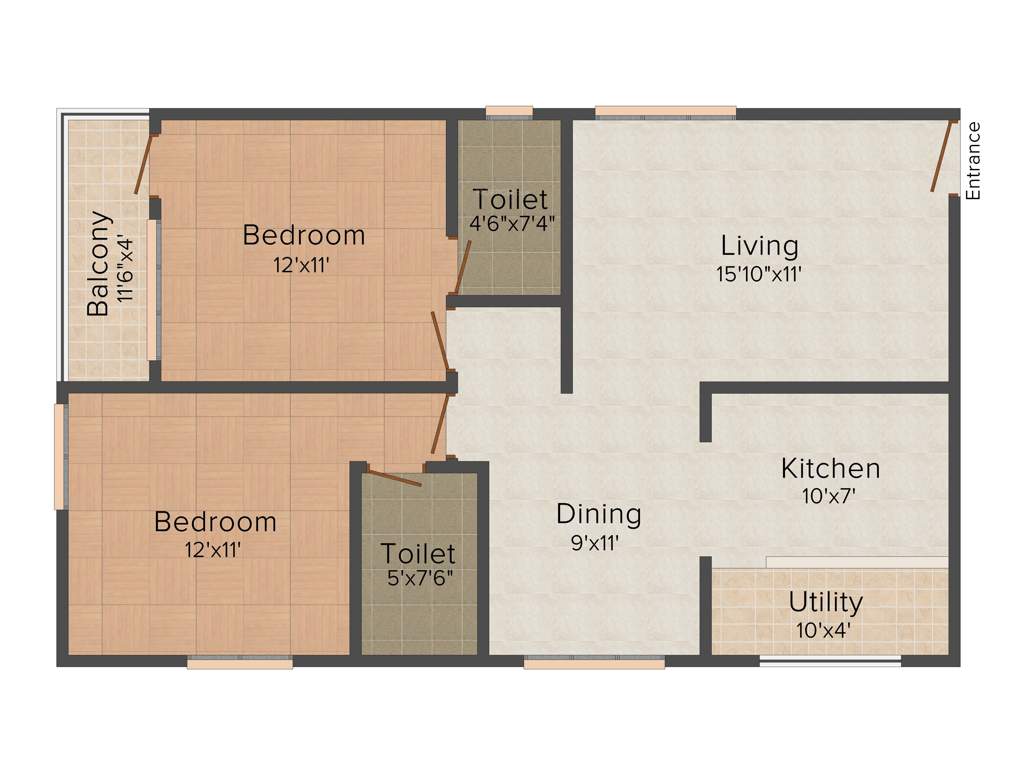 LBI Bliss (2BHK+2T (1,095 sq ft) 1095 sq ft)