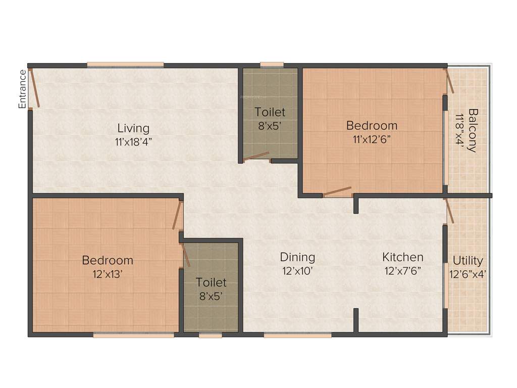 LBI Bliss (2BHK+2T (1,245 sq ft) 1245 sq ft)