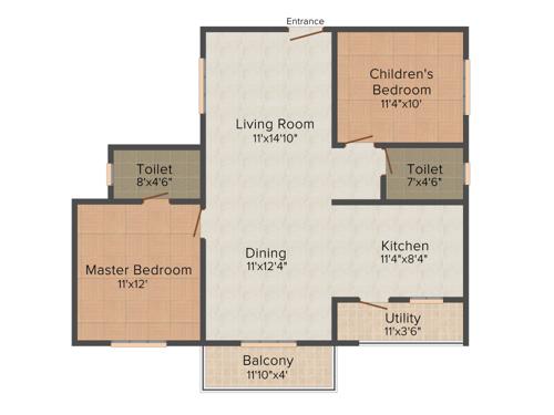 Nirmaanika Arbor (2BHK+2T (1,110 sq ft) 1110 sq ft)