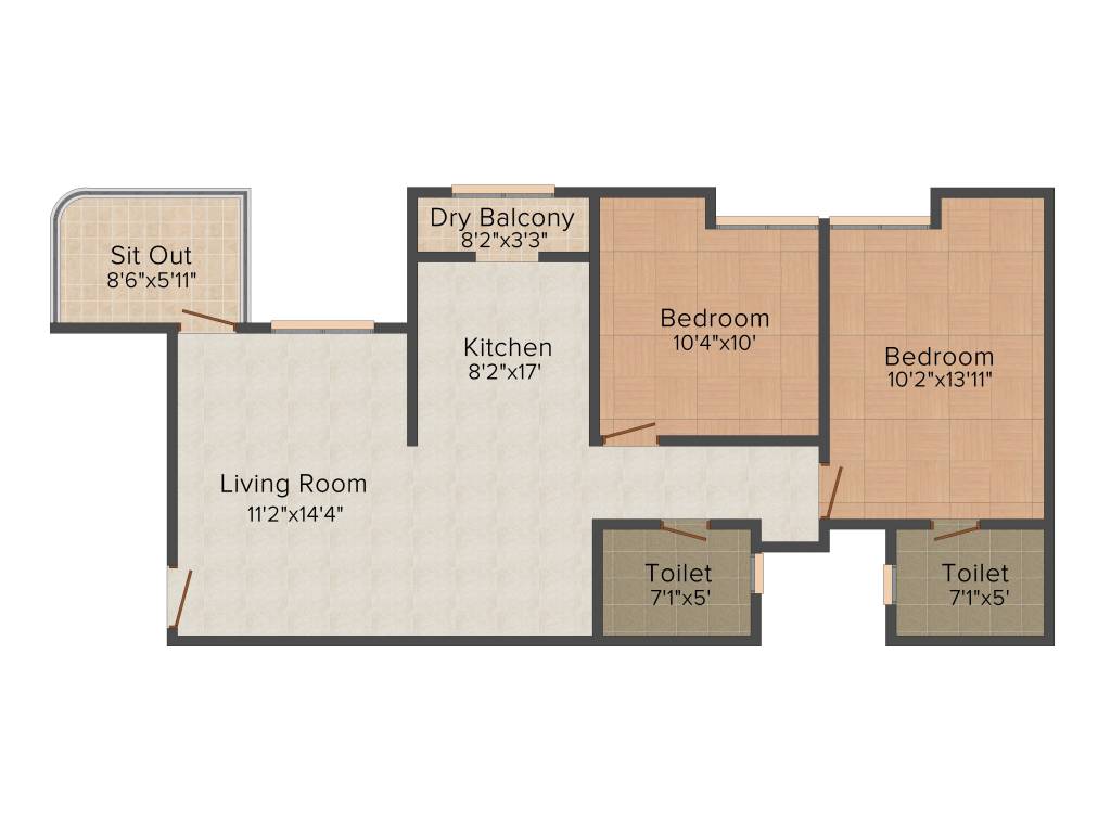 Enerrgia Celia (2BHK+2T (988 sq ft) 988 sq ft)