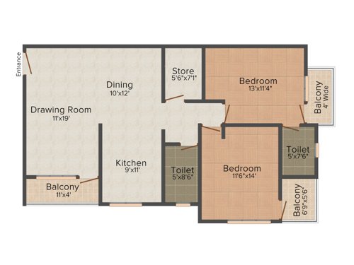 Aarohan Crystel Link Apartment (2BHK+2T (1,370 sq ft) 1370 sq ft)