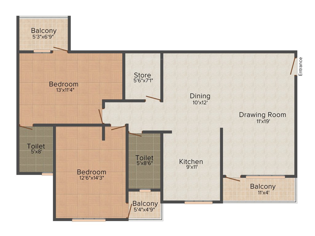 Aarohan Crystel Link Apartment (2BHK+2T (1,350 sq ft) 1350 sq ft)