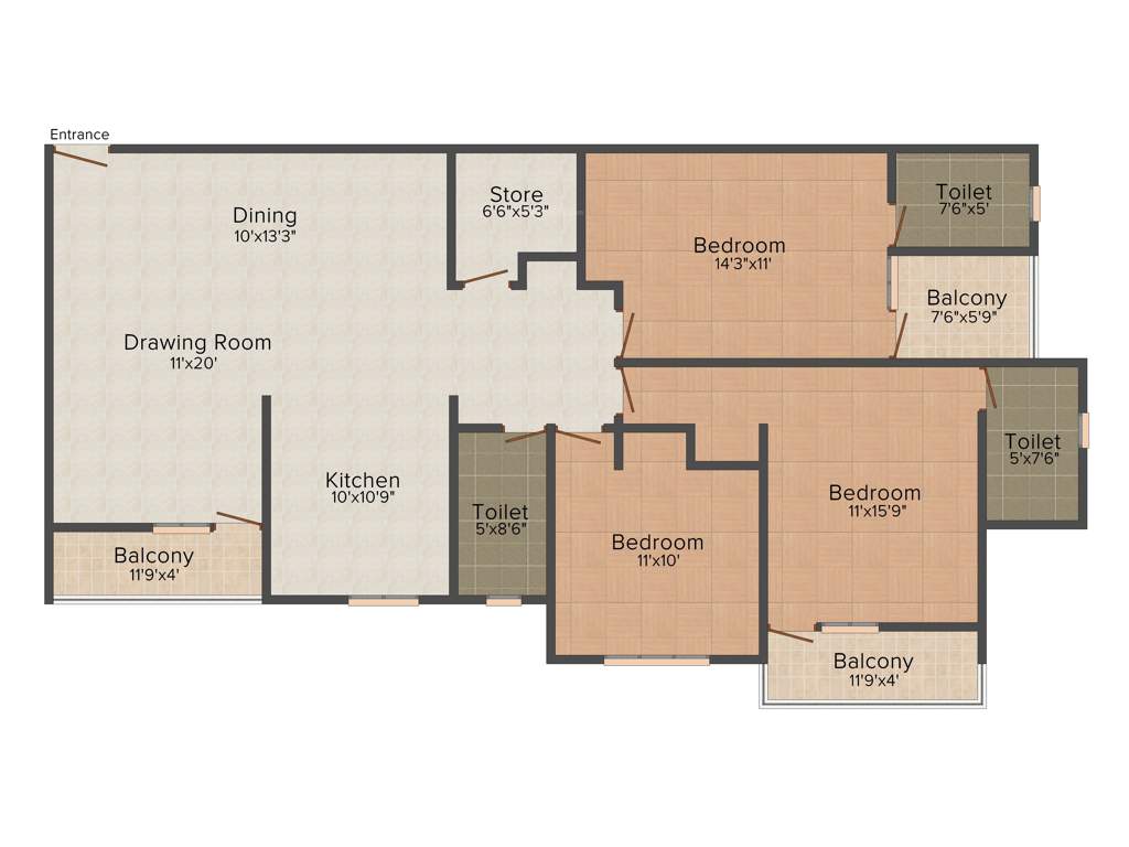 Aarohan Crystel Link Apartment (3BHK+3T (1,745 sq ft) 1745 sq ft)