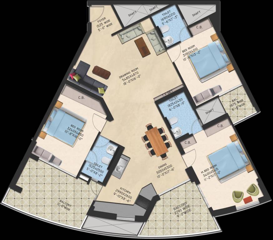 Supertech ORB (3BHK+3T (2,370 sq ft) 2370 sq ft)