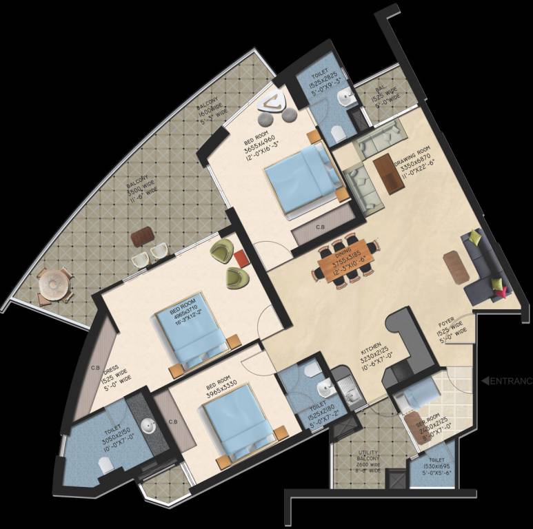 Supertech ORB (3BHK+3T (2,560 sq ft) + Servant Room 2560 sq ft)