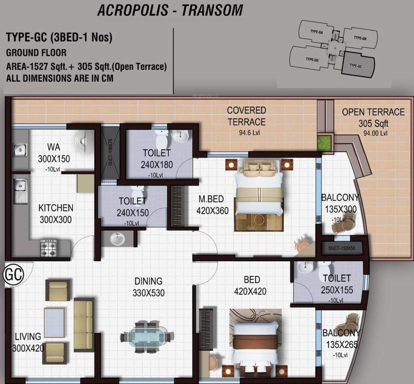 Landmark Acropolis (2BHK+3T (1,832 sq ft) 1832 sq ft)