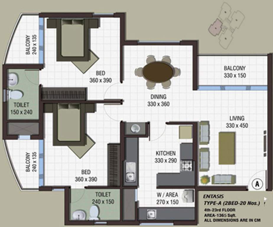 Landmark Acropolis (2BHK+2T (1,365 sq ft) 1365 sq ft)