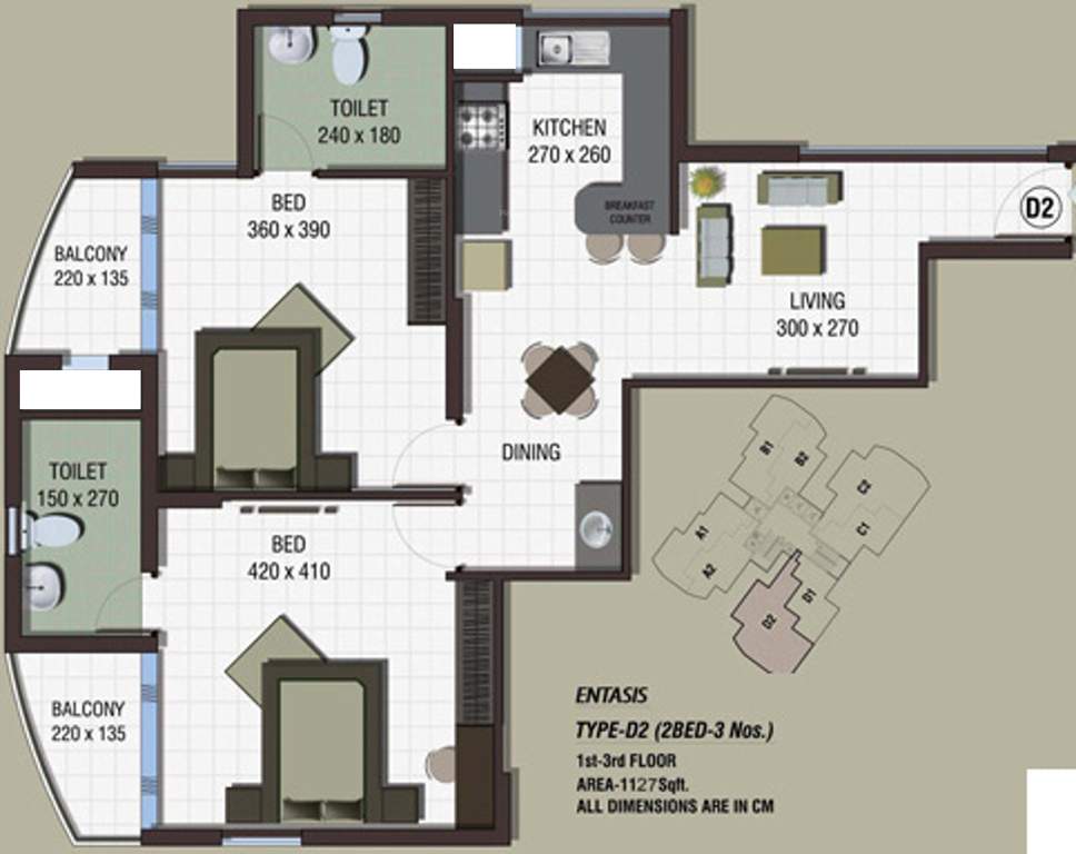 Landmark Acropolis (2BHK+2T (1,127 sq ft) 1127 sq ft)