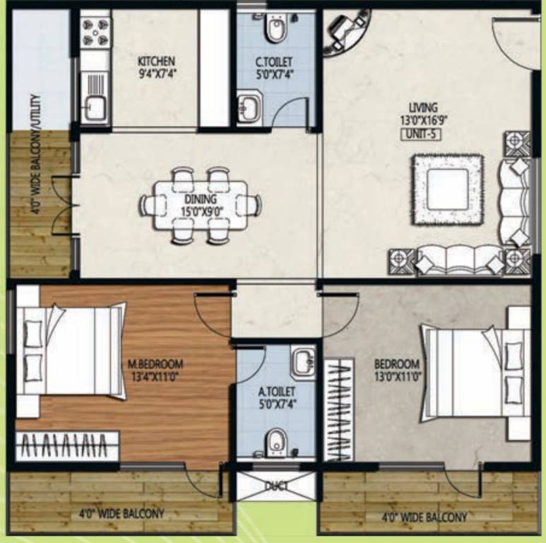 Shri Abhiram Emerald Creek (2BHK+2T (1,285 sq ft) 1285 sq ft) Shri Abhiram Emerald Creek (2BHK+2T (1,285 sq ft) 1285 sq ft)