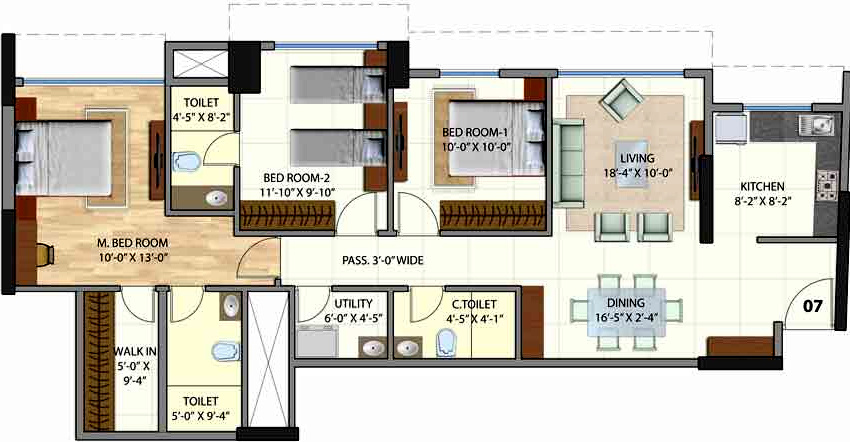 Omkar Meridia (3BHK+3T (1,557 sq ft) 1557 sq ft)