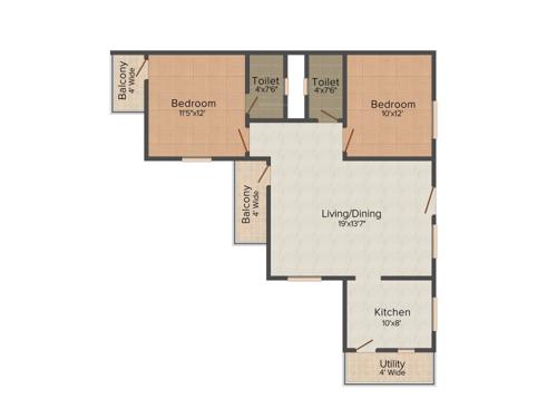 Krishna Platinum Park (2BHK+2T (1,156 sq ft) 1156 sq ft)