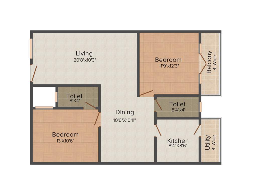 Krishna Platinum Park (2BHK+2T (1,225 sq ft) 1225 sq ft)