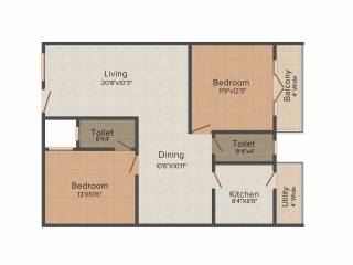 Krishna Platinum Park (2BHK+2T (1,225 sq ft) 1225 sq ft) Krishna Platinum Park (2BHK+2T (1,225 sq ft) 1225 sq ft)