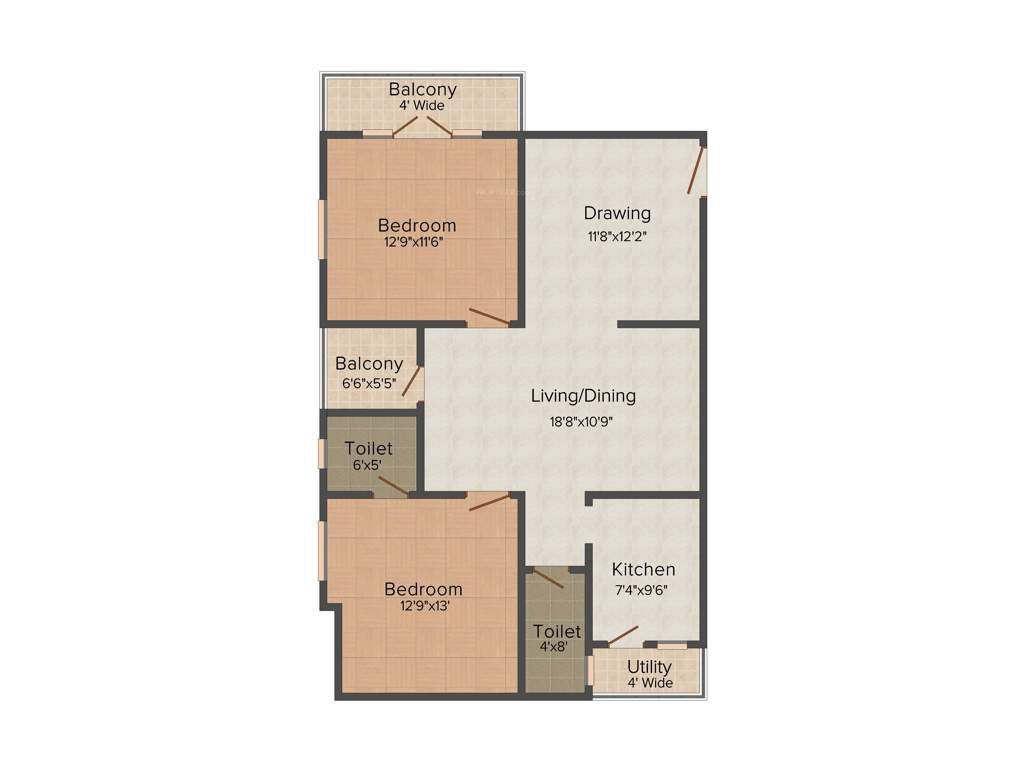 Krishna Platinum Park (2BHK+2T (1,272 sq ft) 1272 sq ft)