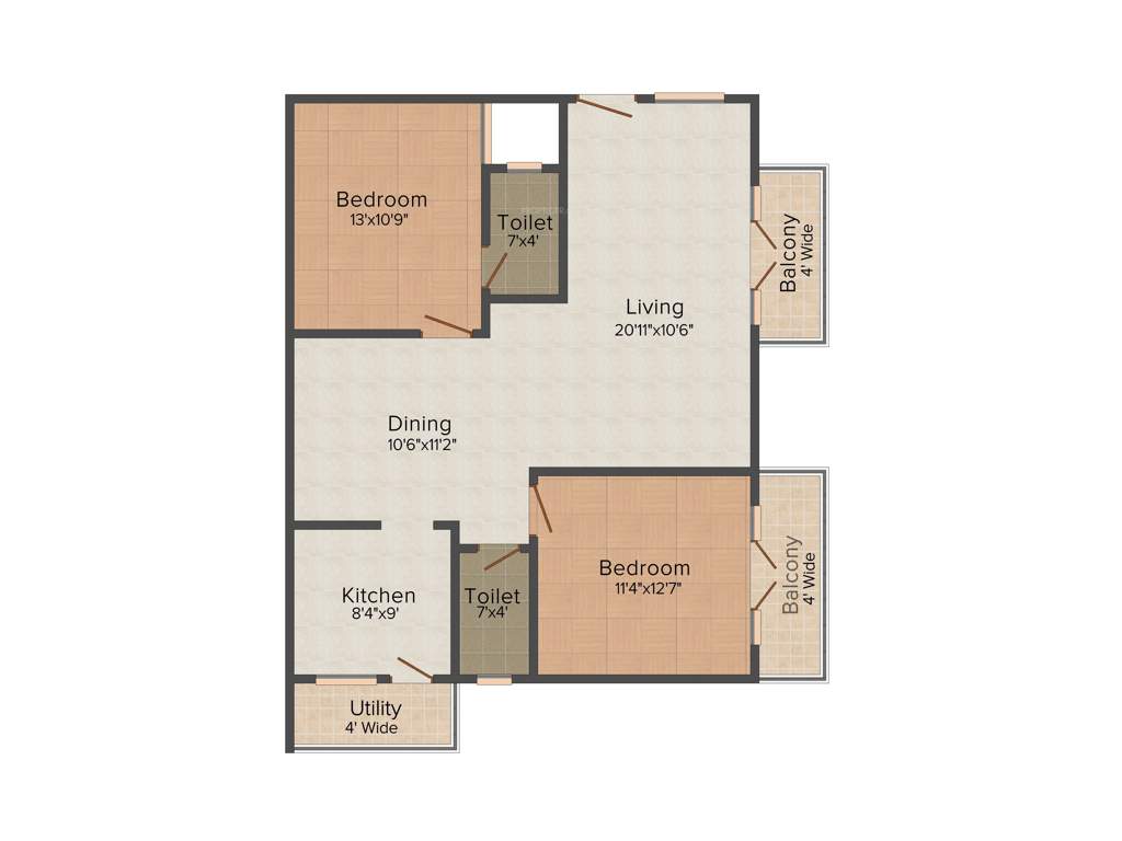 Krishna Platinum Park (2BHK+2T (1,307 sq ft) 1307 sq ft)