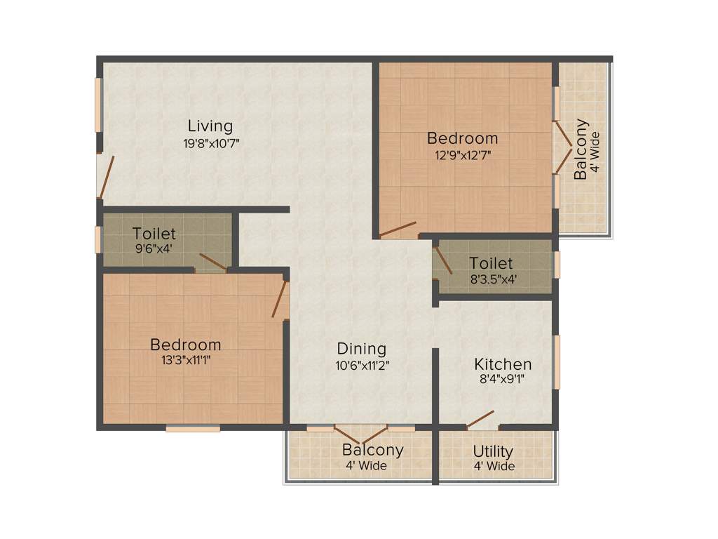 Krishna Platinum Park (2BHK+2T (1,316 sq ft) 1316 sq ft)