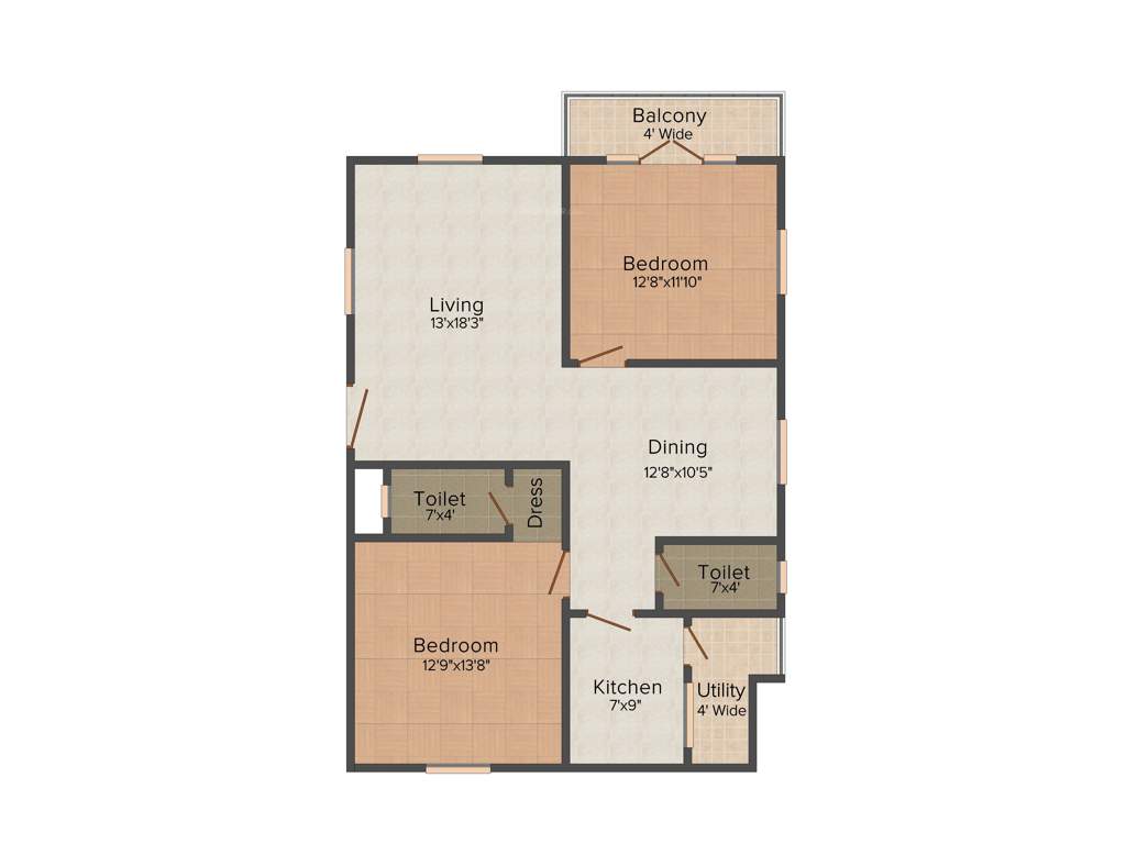 Krishna Platinum Park (2BHK+2T (1,318 sq ft) 1318 sq ft)