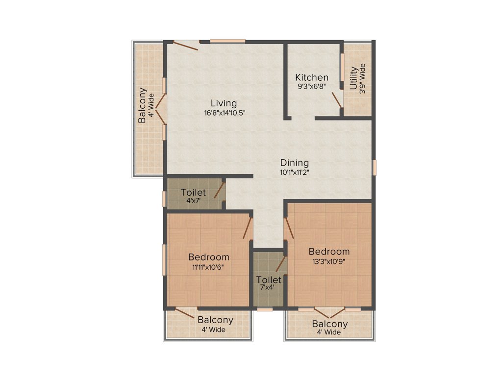 Krishna Platinum Park (2BHK+2T (1,357 sq ft) 1357 sq ft)