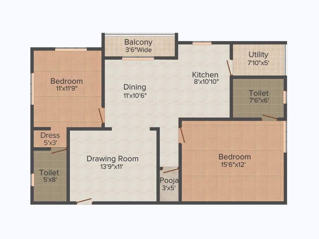 Abhyudaya Projects Urban County 2BHK+2T (1,270 sq ft) Pooja Room