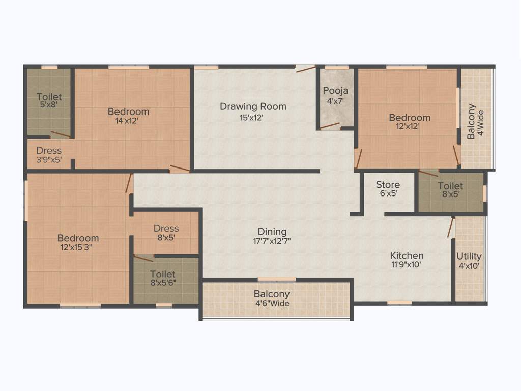 Abhyudaya Projects Urban County 3BHK+3T (1,401 sq ft) Pooja Room