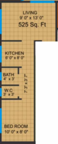 Uni Palm Residency (1BHK+1T (525 sq ft) 525 sq ft)